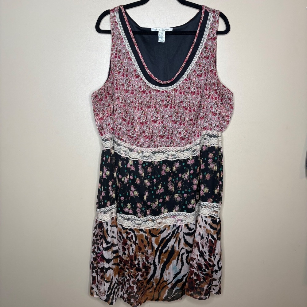 American Rag Women's Floral Animal Print Lace Sleeveless Dress Plus Sz 3X